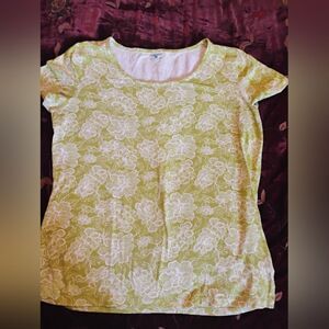 Jones New York Green Fitted Cap Sleeve Tee